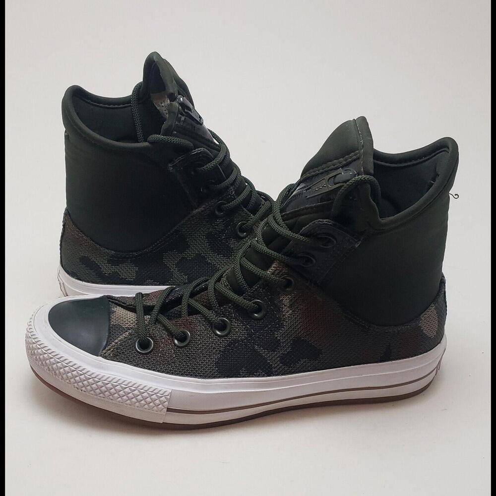 RARE Unisex Converse Hi Military Camo Green Zipper Shoes 153628C Size 5.5M‎ 7.5W